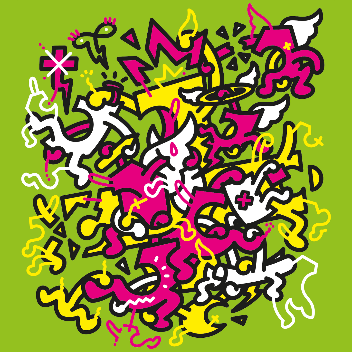 Origineel schilderij - X-clamation - 100x100cm