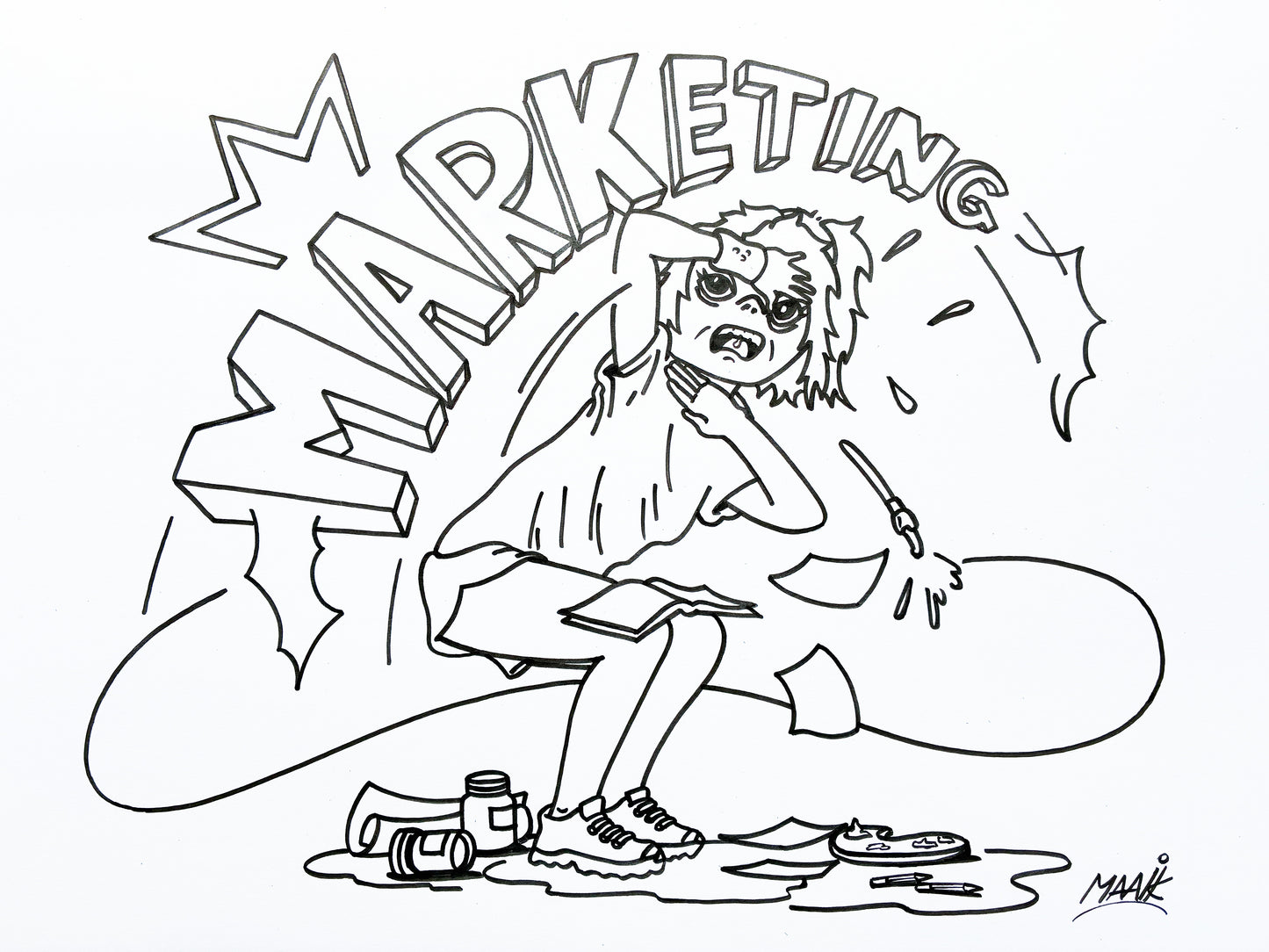 Tekening - origineel - De marketing van kunst